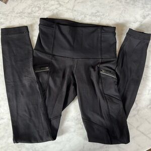 lululemon athletica black fleece leggings, size 2